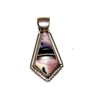 VTG Navajo Pink Rhodochrosite Onyx Opal Pendant Sterling